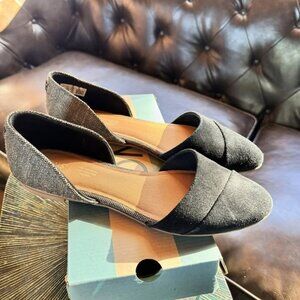 TOMS Jutti D'Orsay Black Suede Metallic Woven Flats‎ - Size 11